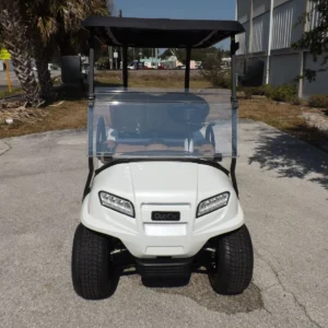 2024 Club Car Onward 2 Passenger Electric Golf Cart | Metallic Glacier White Luxury Neighborhood LSV with AlumiCore™ Frame & AC Power
