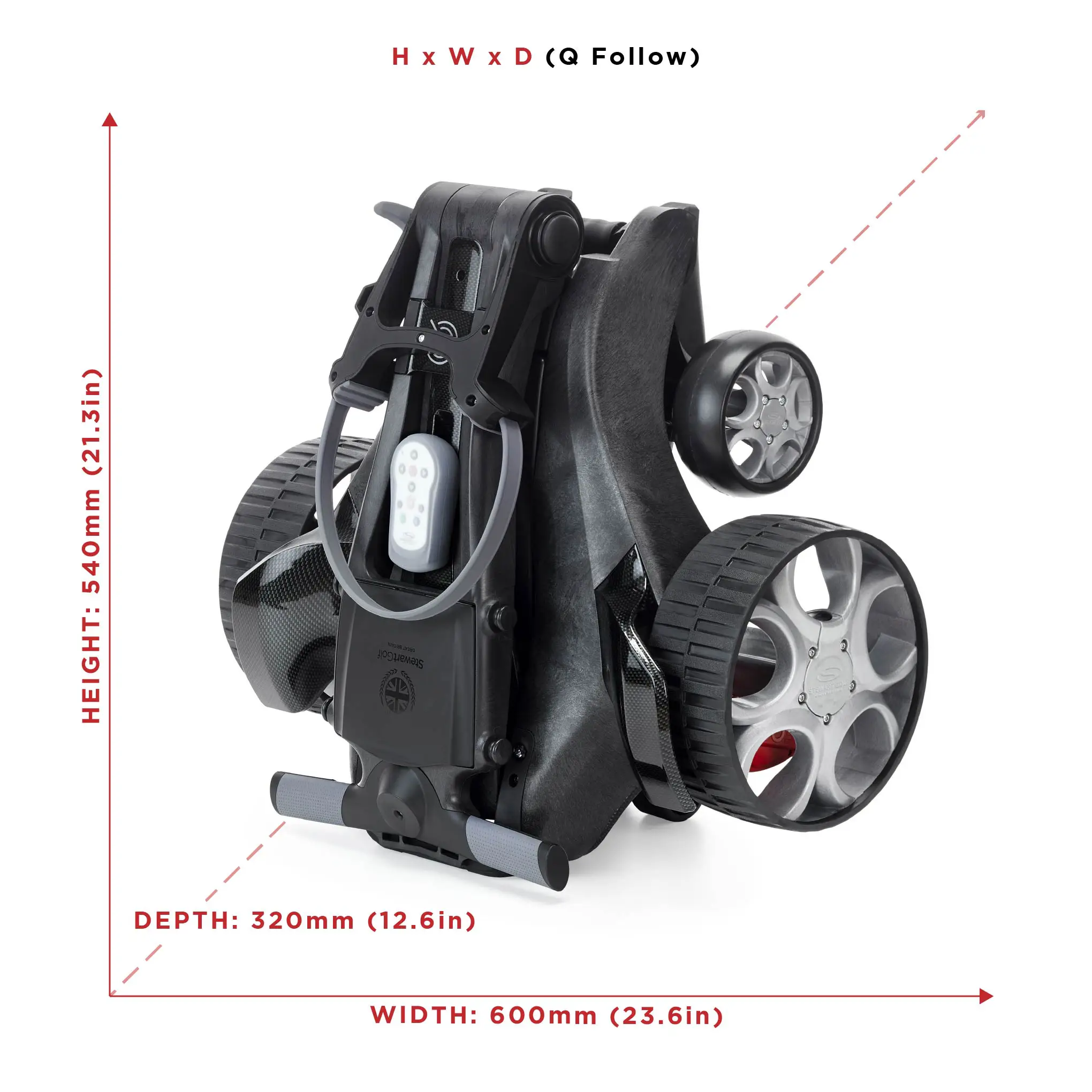Stewart Golf Q Follow Carbon Range Electric Golf Cart | Hand-Built Carbon-Fiber Finish Smart Caddie with 3D Hands-Free Tracking - Image 9